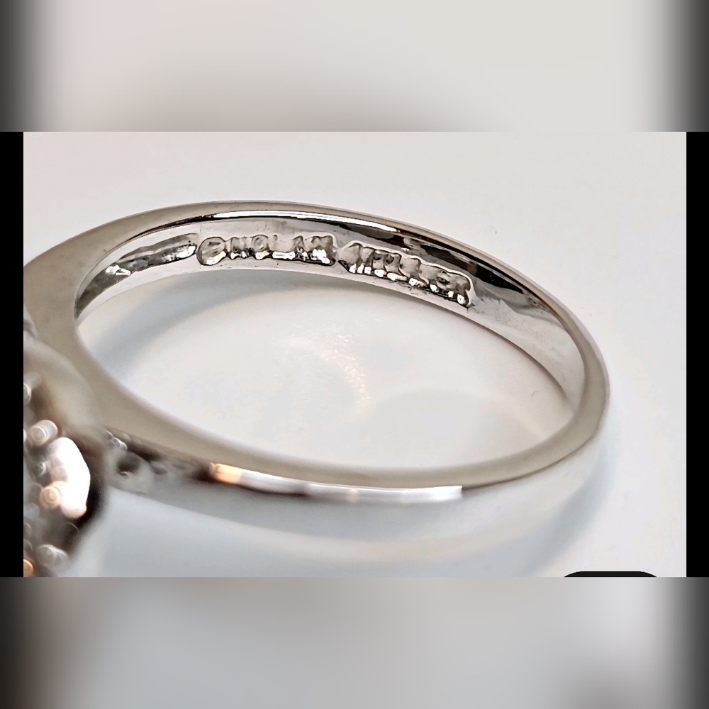 Nolan Miller Signed Silver Crystal Bow Ring Sz. 7, New - Picture 7 of 7
